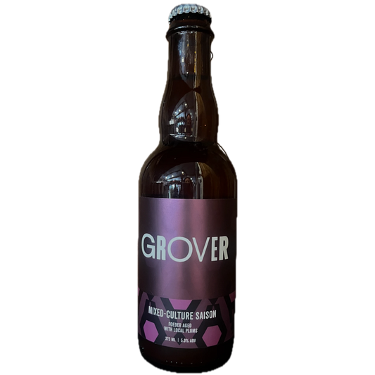 Stowe Public House & Bottle Shop's Grover mixed-culture saison, foeder-aged with local plums. 375ml bottle, 5.0% ABV.