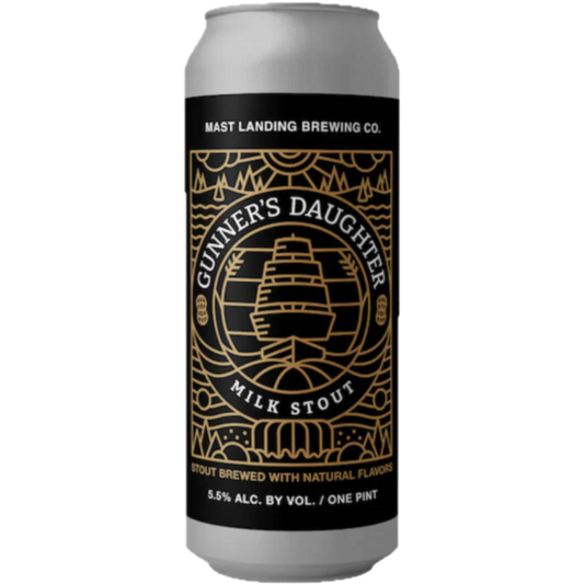 Stowe Public House & Bottle Shop: Mast Landing Brewing Co. Gunner's Daughter milk stout can with peanut butter, coffee, and chocolate notes.