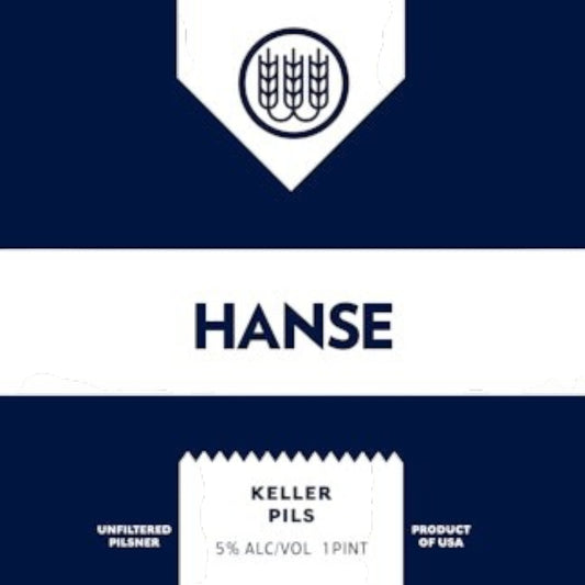 Stowe Public House & Bottle Shop: Schilling Beer Co. Hanse unfiltered Keller Pilsner, straw-gold color, 5% ABV, 1 pint.