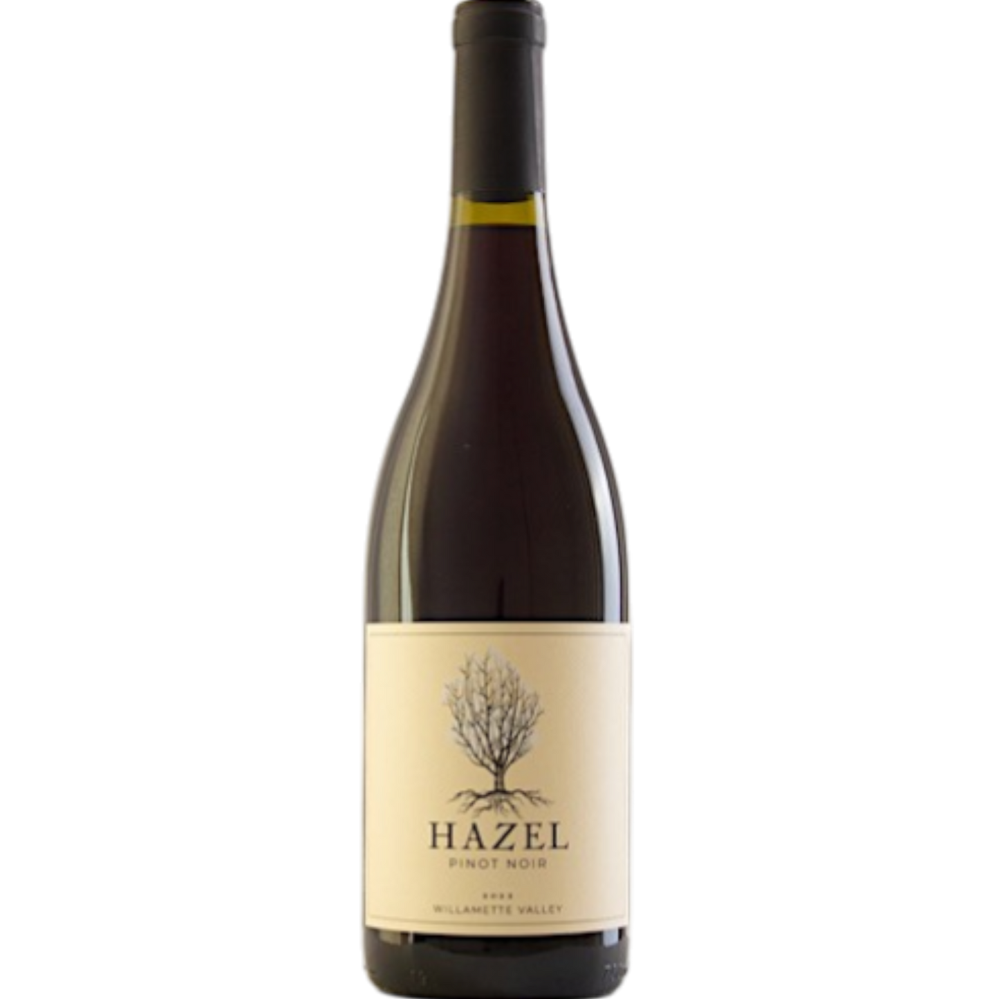 Stowe Public House & Bottle Shop Hazel Wine Co Willamette Valley Pinot Noir bottle. Dark ruby wine with a cream label featuring a tree illustration.