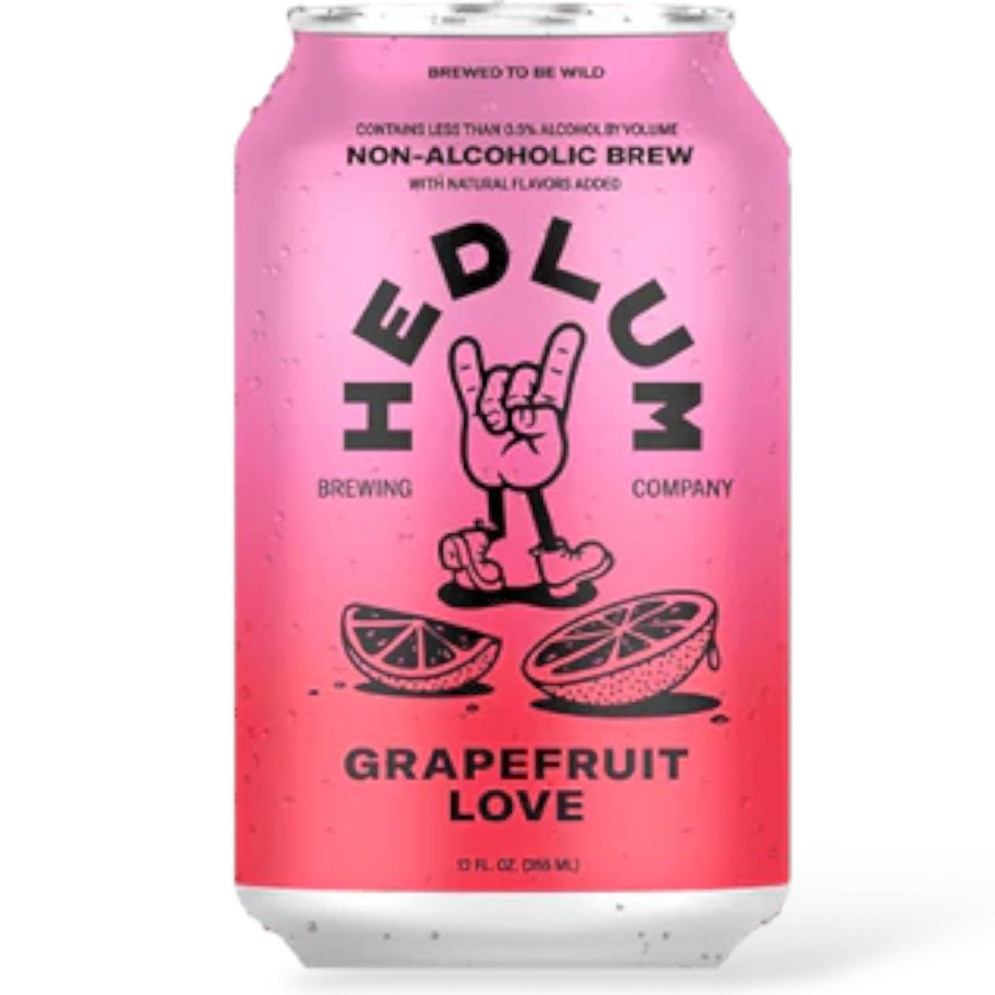 Stowe Public House & Bottle Shop Hedlum Grapefruit Love non-alcoholic brew can with grapefruit slices and cartoon hand.