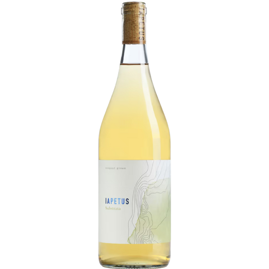Stowe Public House & Bottle Shop Shelburne Vineyard Iapetus Substrata white wine bottle with cork closure and topographic label.