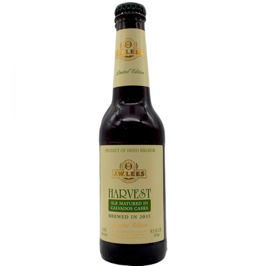 Stowe Public House & Bottle Shop: J.W. Lees Harvest Ale matured in Calvados casks, brewed 2015. Limited edition 11.5% ABV.