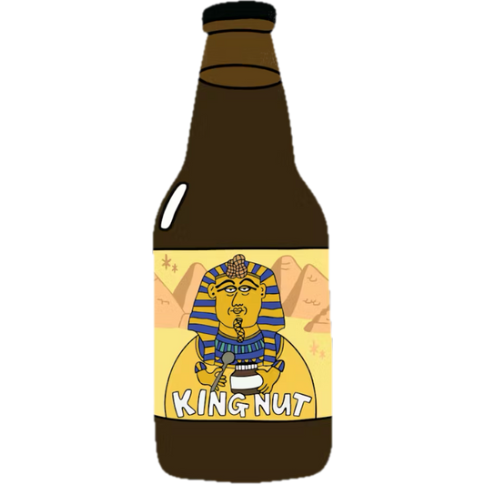 Stowe Public House & Bottle prairie artisan ales King Nut Bourbon Barrel Aged Imperial Stout bottle with Egyptian pharaoh graphic.