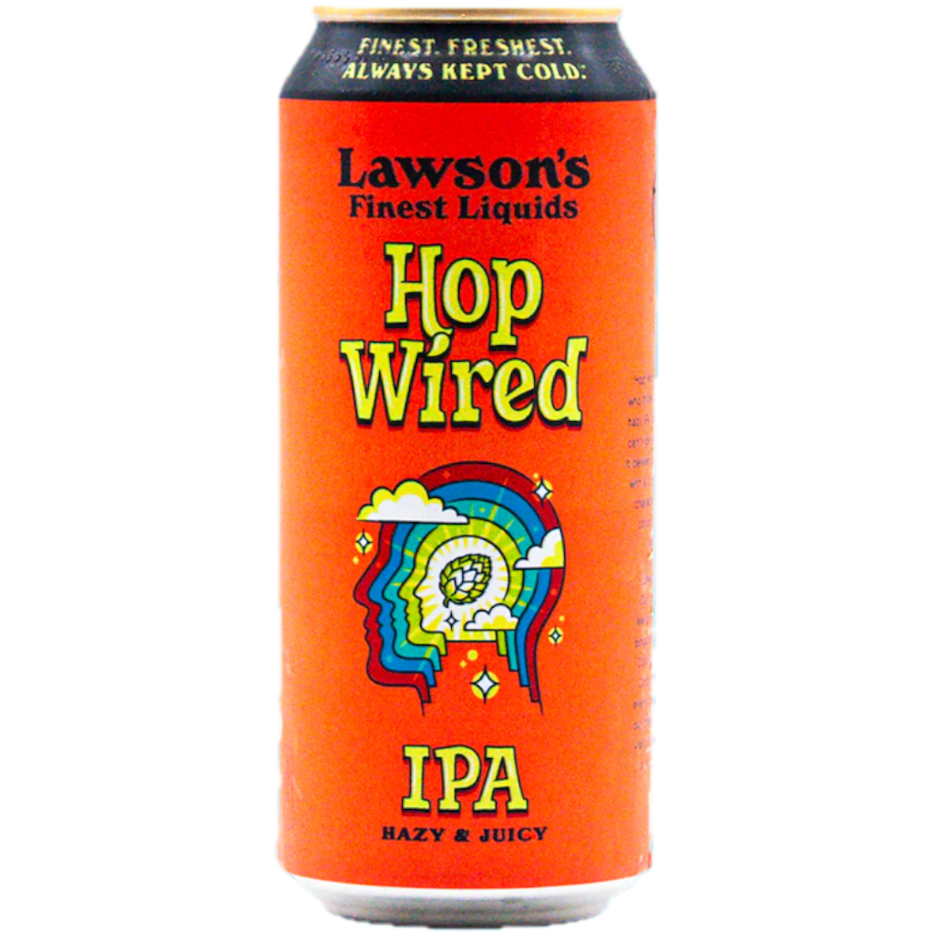 Stowe Public House & Bottle Shop Lawson's Finest Liquids Hop Wired IPA can, featuring a hazy, juicy citrus and tropical fruit profile.