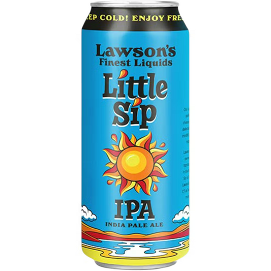 Stowe Public House & Bottle Shop Lawson's Finest Liquids Little Sip IPA can with a sun graphic and tropical notes.