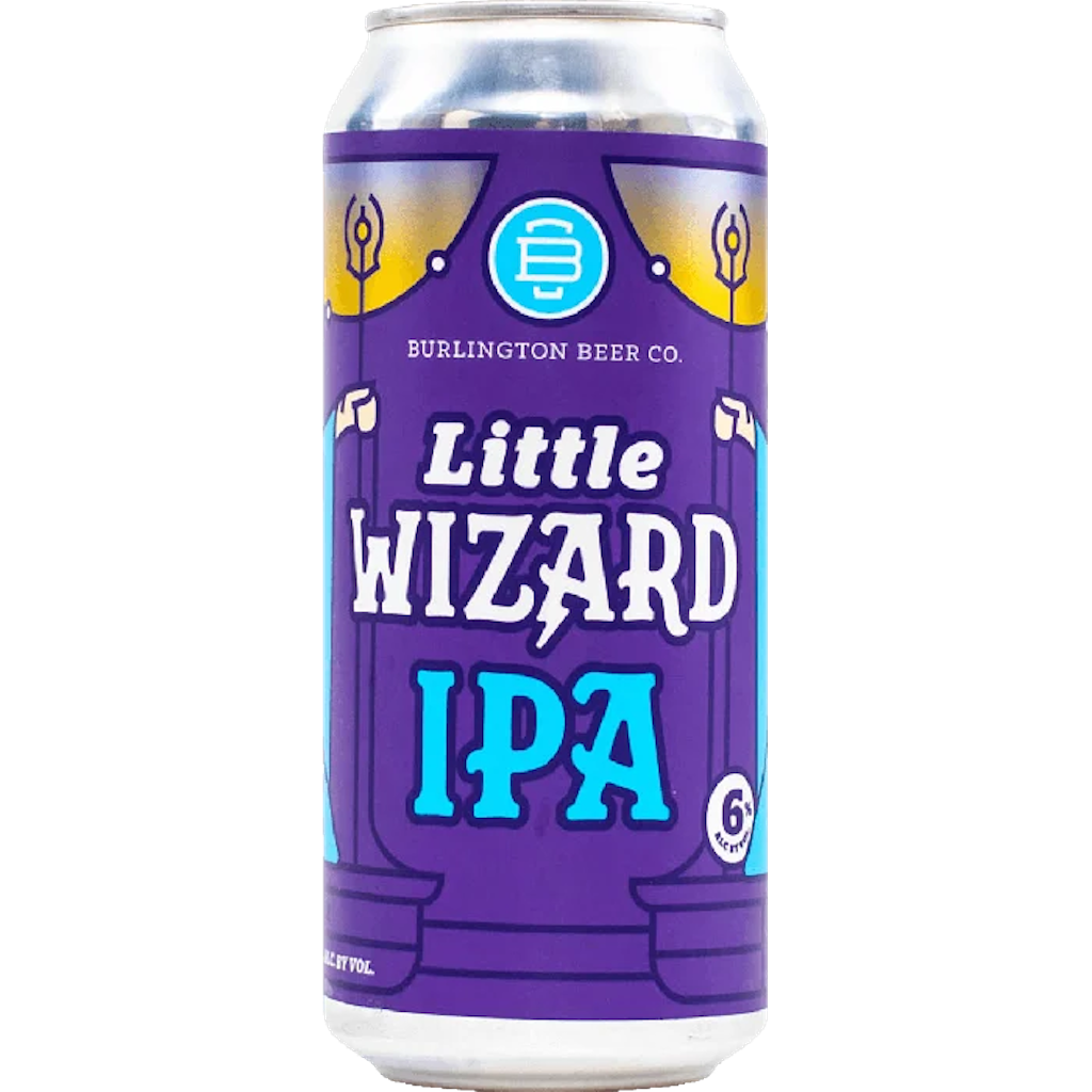 Stowe Public House & Bottle Shop Little Wizard IPA can with purple and blue design, featuring wizard imagery and text.