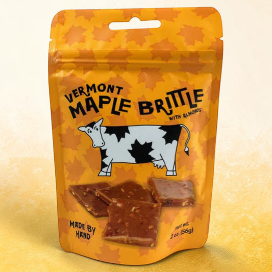 Stowe Public House & Bottle Shop Vermont Maple Brittle with almonds, handmade in small batches. Features crushed almonds and pure maple syrup.