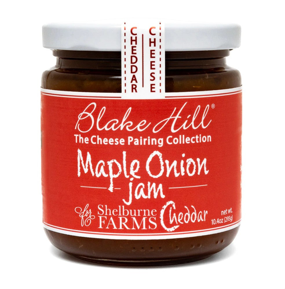 Stowe Public House & Bottle Shop Blake Hill Maple Onion Jam for Shelburne Farms Cheddar. Sweet and savory jam with onions slow-cooked in maple syrup and thyme.