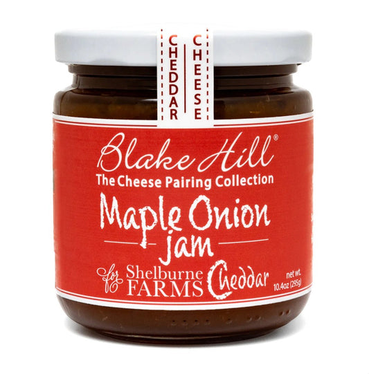 Stowe Public House & Bottle Shop Blake Hill Maple Onion Jam for Shelburne Farms Cheddar. Sweet and savory jam with onions slow-cooked in maple syrup and thyme.