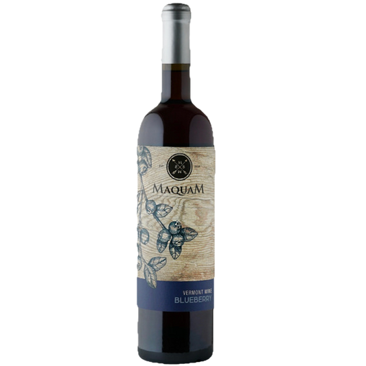 Stowe Public House & Bottle Shop Maquam Blueberry Wine, aged in oak, with notes of berries, vanilla, and maple.