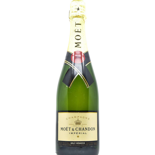 Stowe Public House & Bottle Shop Moët & Chandon Brut Impérial champagne bottle. Green glass bottle with gold foil neck and label.