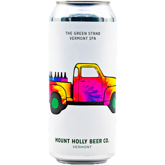 Stowe Public House & Bottle Shop Mount Holly Beer The Green Stand Vermont IPA can with tie-dye truck graphic.