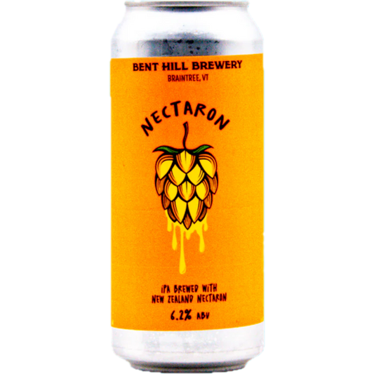 Stowe Public House & Bottle Shop Bent Hill Brewery Nectaron IPA can, featuring a yellow hop graphic and 6.2% ABV.