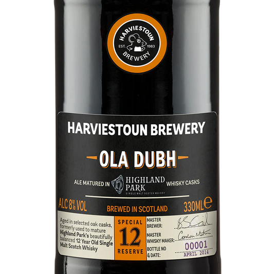 Stowe Public House & Bottle Shop: Harviestoun Brewery Ola Dubh 12 Year Special Reserve ale matured in Highland Park whisky casks.