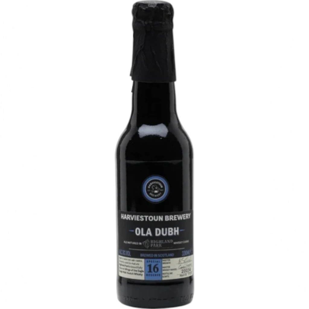 Stowe Public House & Bottle Shop: Harviestoun Brewery Ola Dubh 16 Year Special Reserve ale, aged in Highland Park whisky casks. Jet black with mocha head.