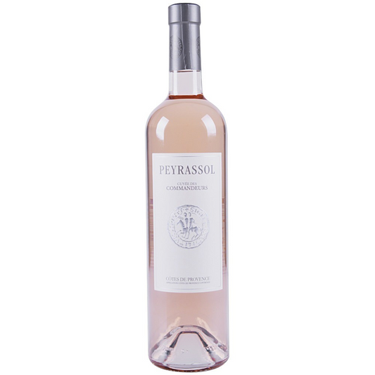 Stowe Public House & Bottle Shop: Peyrassol Commanderie de Peyrassol Rosé wine bottle, pale pink hue, silver foil cap.