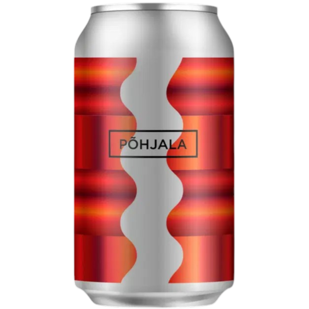 Stowe Public House & Bottle Shop Pohjala Kirsiraks sour ale can with red and orange gradient design and wavy silver accent.