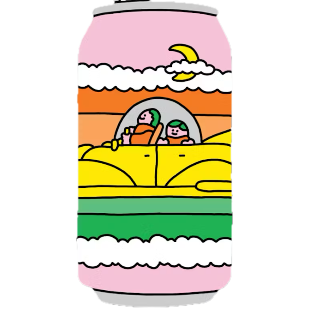 Stowe Public House & Bottle Shop Prairie Artisan Ales Rainbow Sherbert sour ale can art with people in a car.