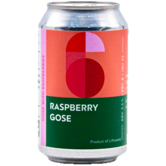 Stowe Public House & Bottle Shop Raspberry Gose beer can with pink and orange label featuring geometric shapes and text.
