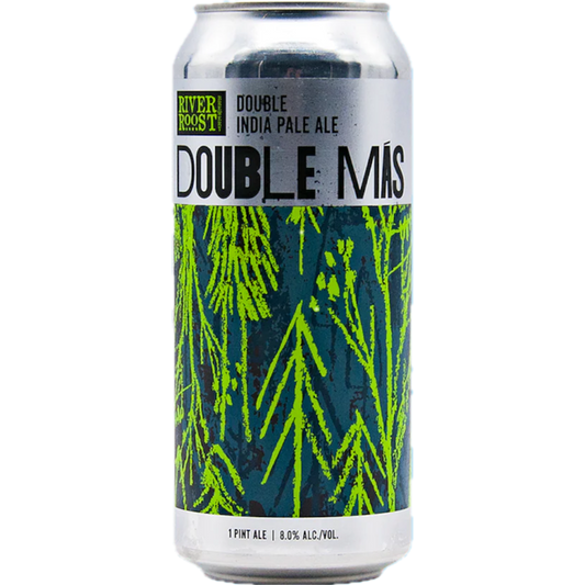 Stowe Public House & Bottle Shop River Roost Brewery Double Mas India Pale Ale can with green pine tree design.