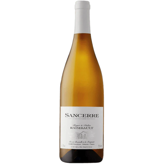 Stowe Public House & Bottle Shop Domaine Roger et Didier Raimbault Sancerre wine bottle, pale yellow with gold hints, crisp and vibrant Sauvignon Blanc.