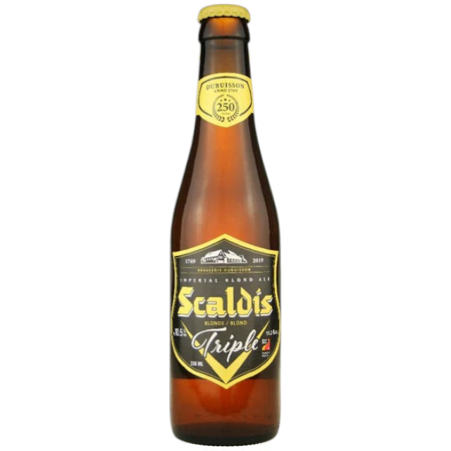 Stowe Public House & Bottle Shop Scaldis Blond Triple beer bottle. Golden ale with 10.5% ABV.