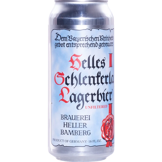 Stowe Public House & Bottle Shop: Schlenkerla Helles Lagerbier, unfiltered German lager beer in a silver can.