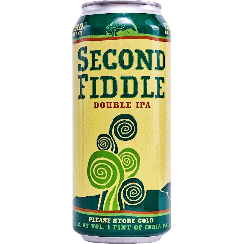 Stowe Public House & Bottle Shop Second Fiddle Double IPA can. Yellow can with green accents and text.