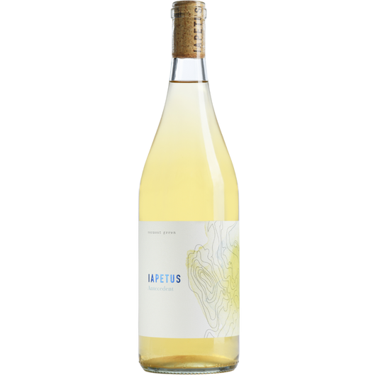 Stowe Public House & Bottle Shop Shelburne Vineyard Iapetus Antecedent white wine bottle with cork closure and topographic label.