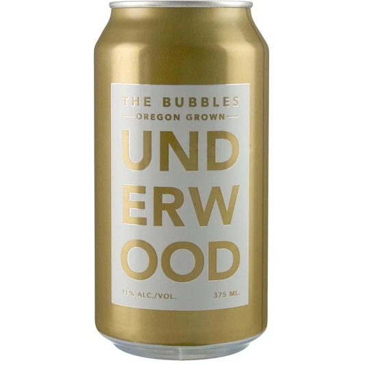 Stowe Public House & Bottle Shop Underwood The Bubbles sparkling wine can. Gold can with white label featuring large gold text.
