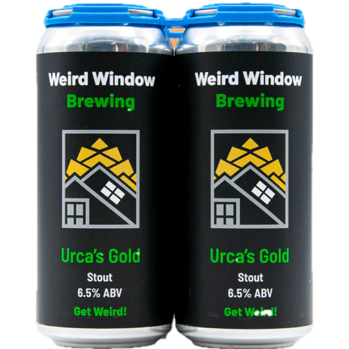 Stowe Public House & Bottle Shop's Weird Window Brewing Urca's Gold Stout. Dark beer with notes of chocolate and coffee. 6.5% ABV.