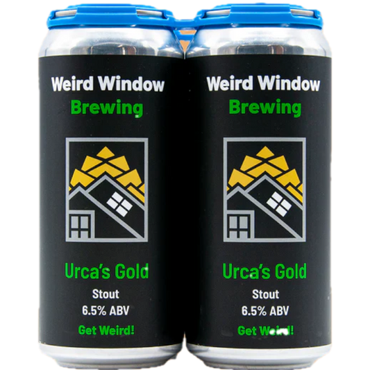 Stowe Public House & Bottle Shop's Weird Window Brewing Urca's Gold Stout. Dark beer with notes of chocolate and coffee. 6.5% ABV.