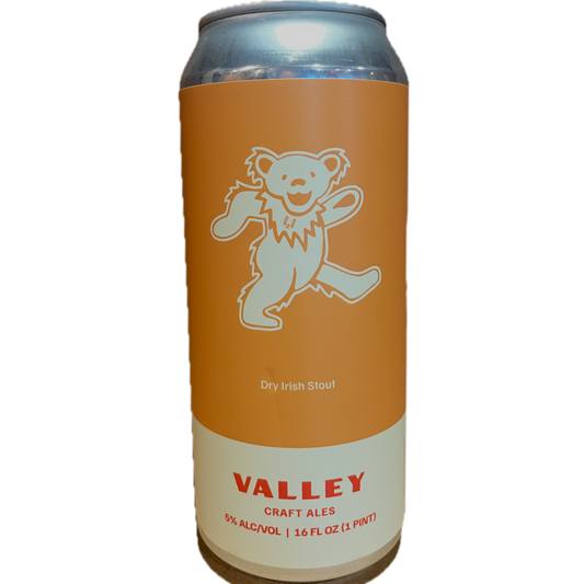 Stowe Public House & Bottle Shop Valley Craft Ales Dry Irish Stout can with dancing bear graphic. 5% ABV.