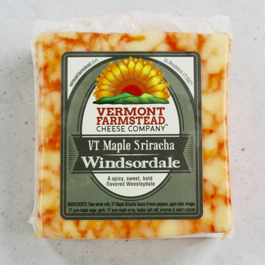 Stowe Public House & Bottle Shop Vermont Farmstead VT Maple Sriracha Windsordale cheese with orange swirls.