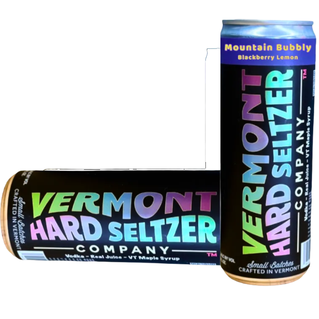 Stowe Public House & Bottle Shop Vermont Hard Seltzer Company Mountain Bubbly Blackberry Lemon hard seltzer with vodka, real juice, and VT maple syrup.