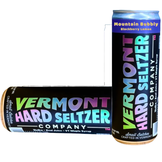 Stowe Public House & Bottle Shop Vermont Hard Seltzer Company Mountain Bubbly Blackberry Lemon hard seltzer with vodka, real juice, and VT maple syrup.