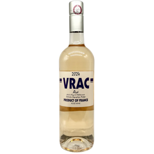 Stowe Public House & Bottle Shop VRAC Rosé wine, Vin de Pays de Méditerranée, Product of France. Light peach and strawberry notes.