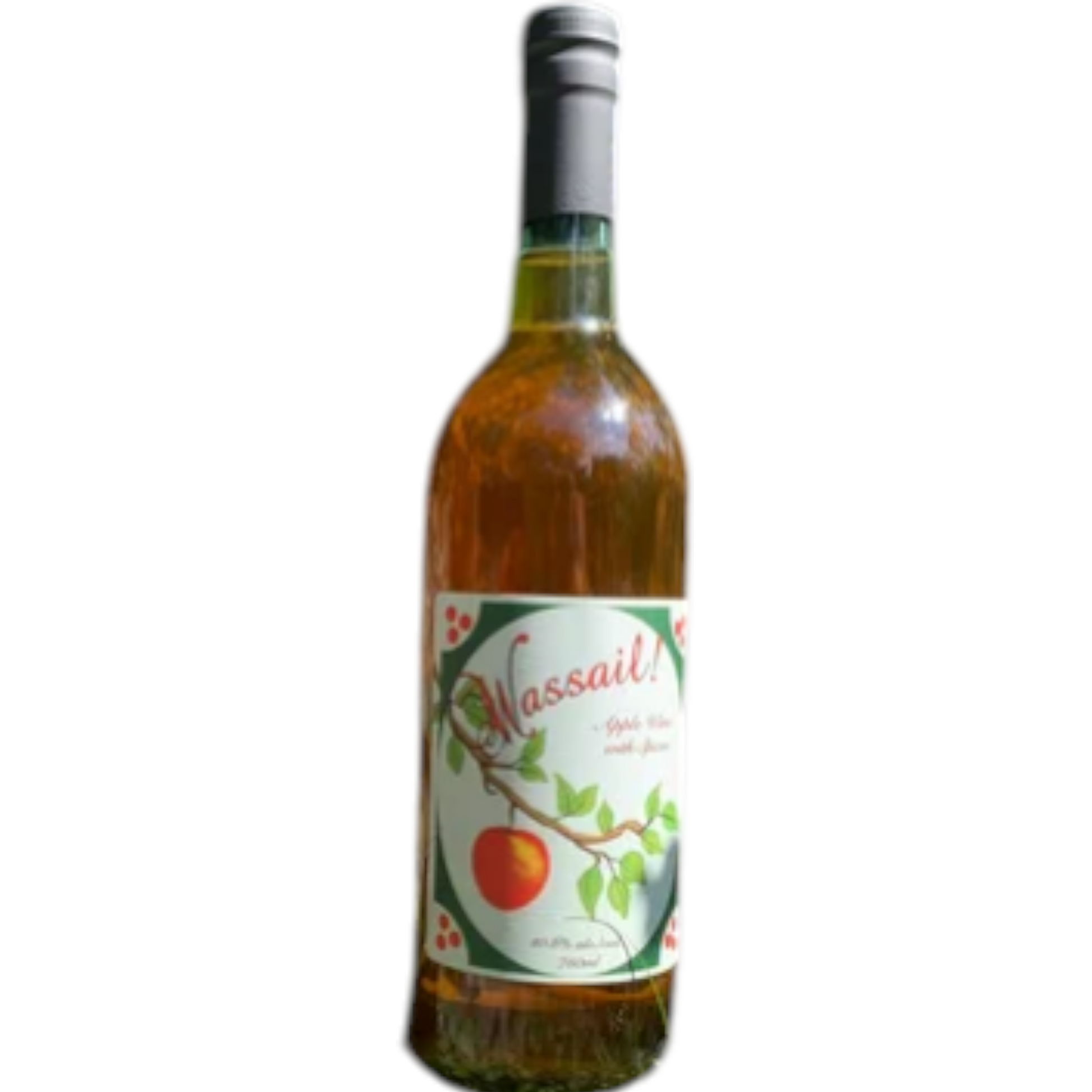 Stowe Public House & Bottle Shop VT Vermouth Wassail, a golden apple cider with a label featuring an apple branch and the text Wassail!