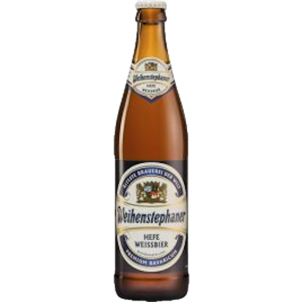 Stowe Public House & Bottle Shop: Weihenstephaner Hefeweissbier bottle, golden-yellow wheat beer with banana and clove notes.