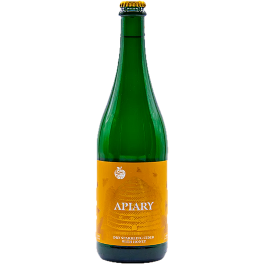 Stowe Public House Wildbranch Cider Apiary dry sparkling cider with honey in a green bottle.