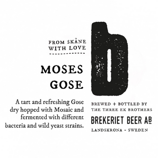 Stowe Public House & Bottle Shop Brekeriet Moses Gose, a tart and refreshing Gose dry hopped with Mosaic and fermented with bacteria and wild yeast strains.